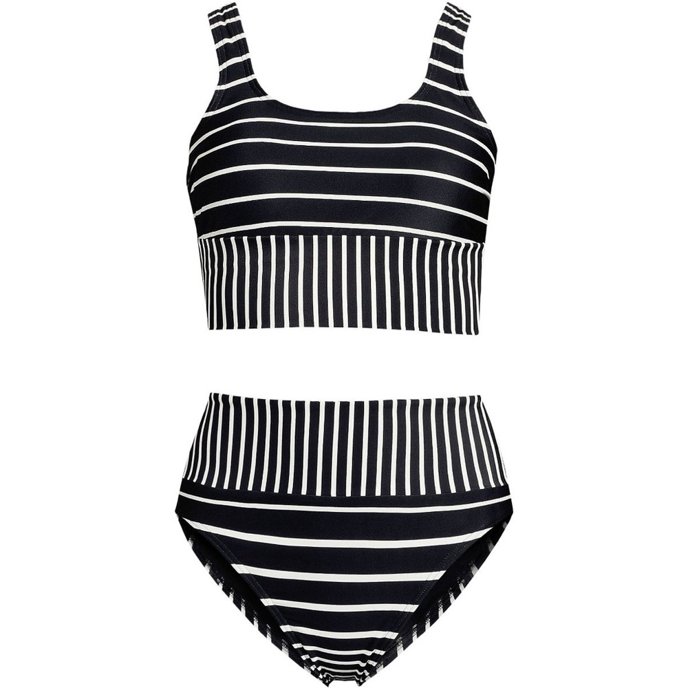 NWT Lands' End Monochrome Striped Bikini